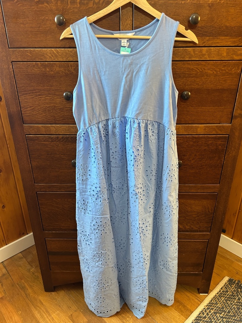 Market & Spruce Light Blue Eyelet Tank Maternity Maxi Dress